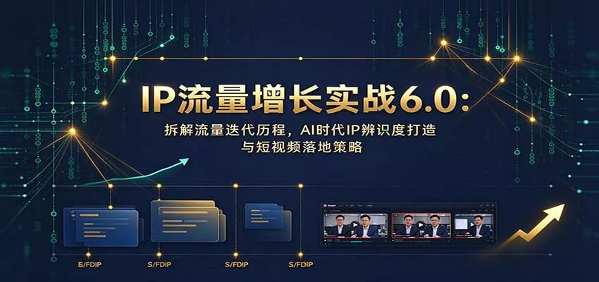 IP流量增长实战6.0：拆解流量迭代历程，AI时代IP辨识度打造与短视频落地策略客创社区-专注互联网轻资产资源整合与分享客创社区-专注互联网轻资产资源整合与分享
