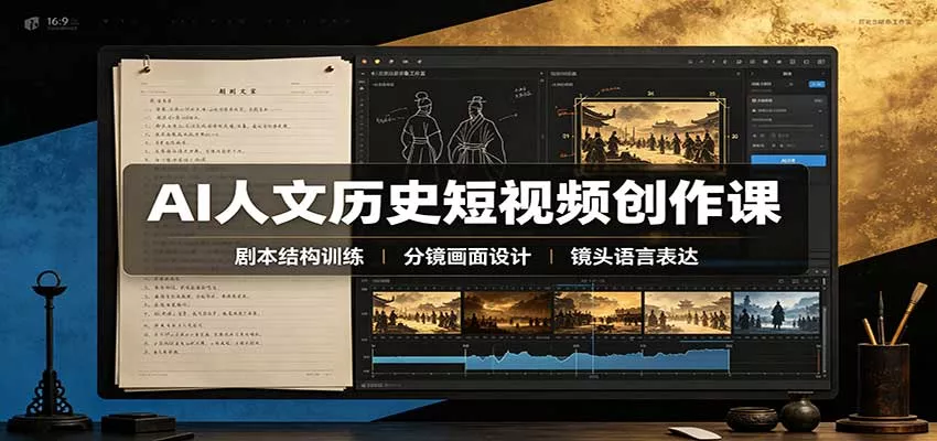 AI人文历史短视频创作课:赛道对标、剧本分镜制图,掌握视频完整产出流程客创社区-专注互联网轻资产资源整合与分享客创社区-专注互联网轻资产资源整合与分享