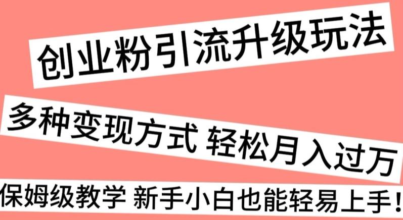 创业粉引流升级玩法，多种变现方式轻松月入过万，保姆级教学新手小白也能轻易上手！客创社 - 专注互联网轻资产创业及网络项目资源整合与分享客创社 - 专注互联网轻资产创业及网络项目资源整合与分享