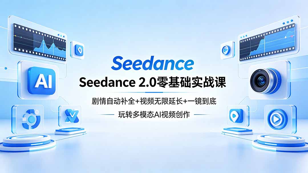 Seedance 2.0零基础实战课：剧情自动补全+视频无限延长+一镜到底：玩转多模态AI视频创作客创社区-专注互联网轻资产资源整合与分享客创社区-专注互联网轻资产资源整合与分享