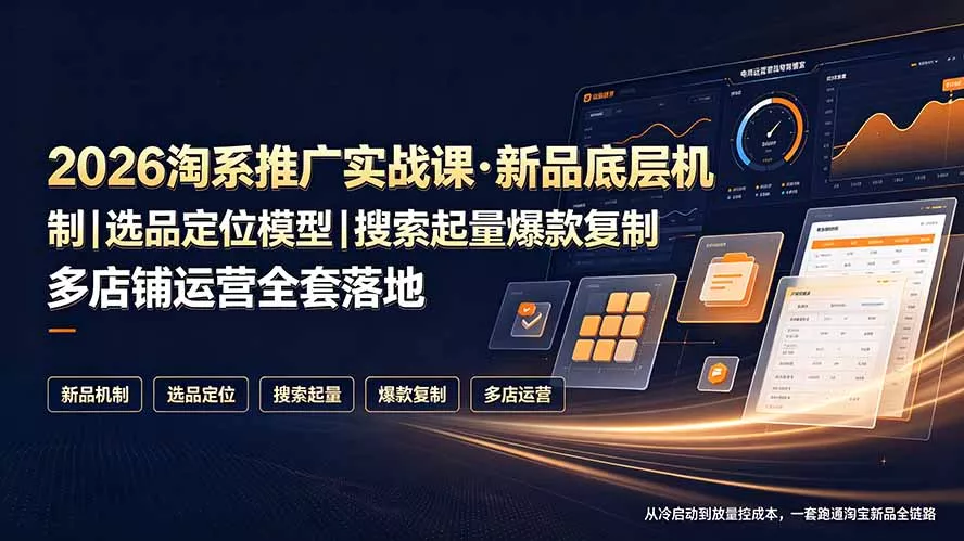 2026淘系推广实战课·新品底层机制｜选品定位模型｜搜索起量爆款复制多店铺运营全套落地教程-鱼见海资源网-免费PHP网站源码模板,插件软件网创AI智能体资源分享平台！