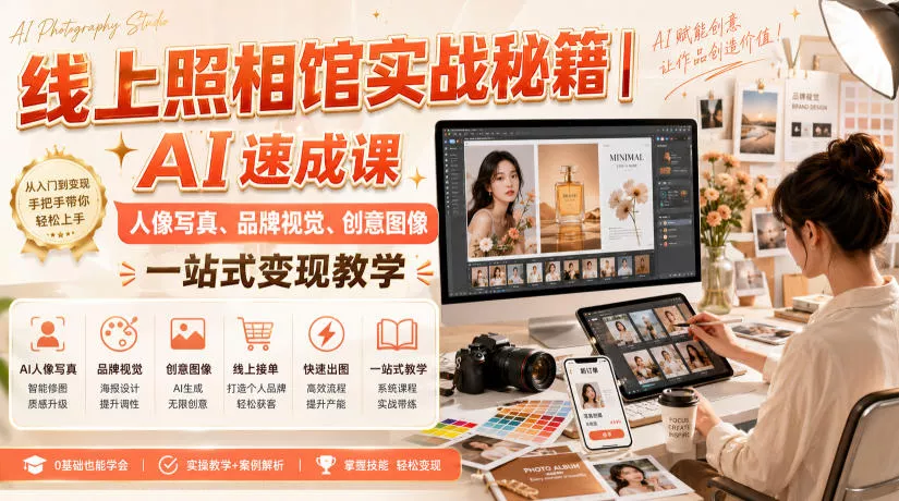 线上照相馆实战秘籍｜AI速成课，人像写真、品牌视觉、创意图像一站式变现教学星享资源网星享资源网
