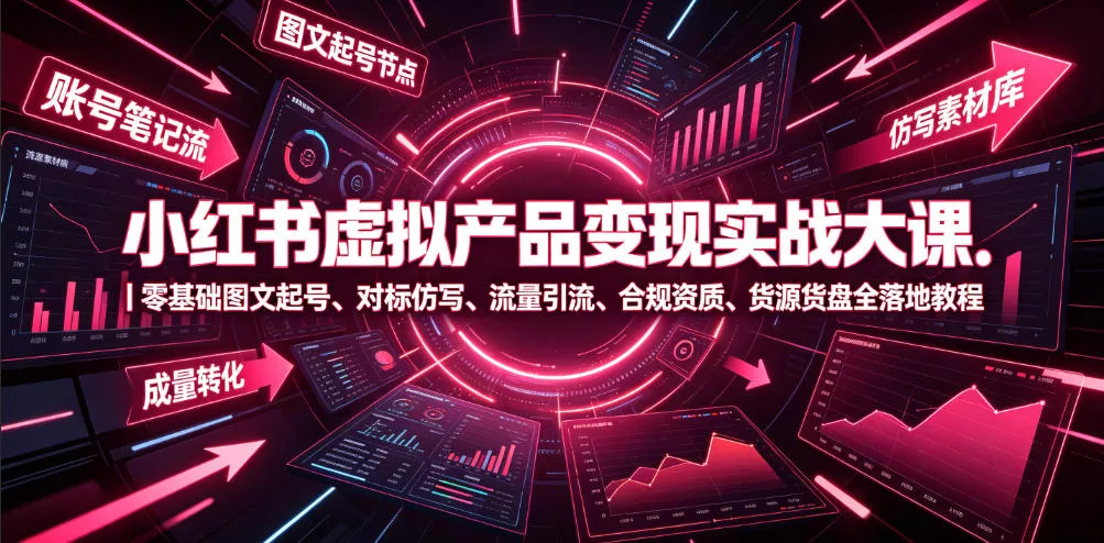 小红书虚拟产品变现实战大课｜零基础图文起号、对标仿写、流量引流、合规资质、货源货盘全落地教程客创社区-专注互联网轻资产资源整合与分享客创社区-专注互联网轻资产资源整合与分享