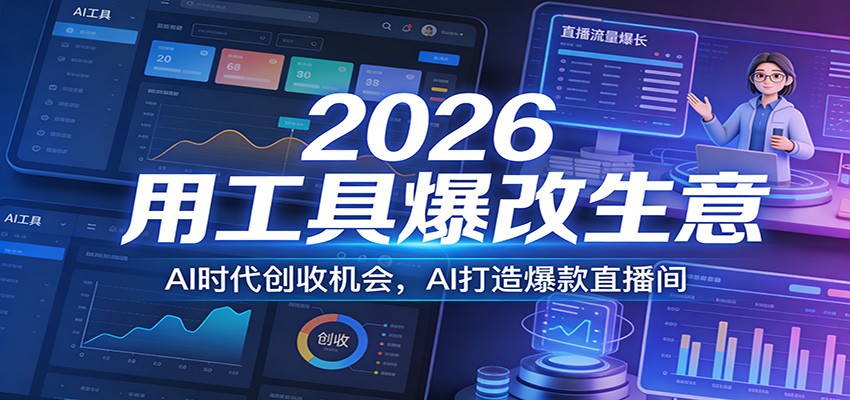 2026用工具爆改生意，AI时代创收机会，AI打造爆款直播间客创社区-专注互联网轻资产资源整合与分享客创社区-专注互联网轻资产资源整合与分享