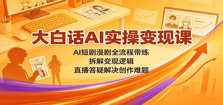 大白话AI实操变现课：AI短剧漫剧全流程带练，拆解变现逻辑，直播答疑解决创作难题星享资源网星享资源网