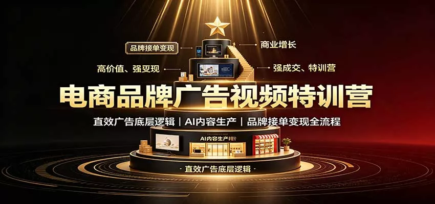 电商品牌广告视频特训：直效广告底层逻辑，AI内容生产，品牌接单变现全流程客创社区-专注互联网轻资产资源整合与分享客创社区-专注互联网轻资产资源整合与分享