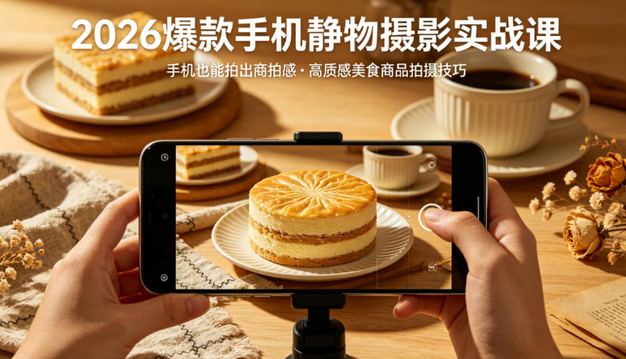 2026爆款手机静物摄影实战课，手机也能拍出商拍感，学会拍出高质感美食商品客创社区-专注互联网轻资产资源整合与分享客创社区-专注互联网轻资产资源整合与分享