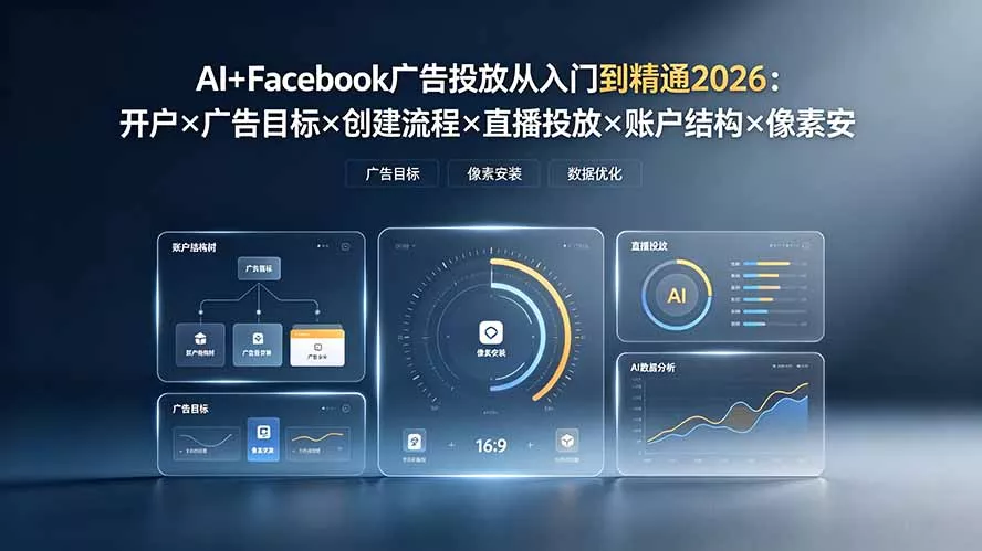 AI+Facebook广告投放从入门到精通2026:开户×广告目标×创建流程×直播投放×账户结构×像素安装×AI赋能-软件百科