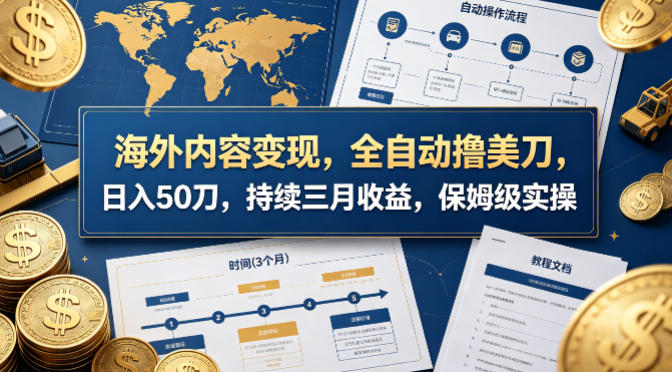 海外内容变现，全自动撸美刀，日入50刀，持续三月收益，保姆级实操【揭秘】客创社区-专注互联网轻资产资源整合与分享客创社区-专注互联网轻资产资源整合与分享
