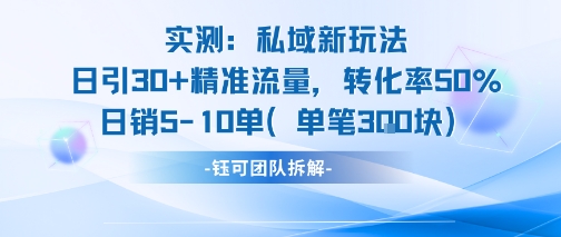 实测私域新玩法日引30加精准流量转化率50%日销5-10单每笔3张-客创社 - 专注互联网轻资产创业及网络项目资源整合与分享客创社-免费且强大的项目分享网站！