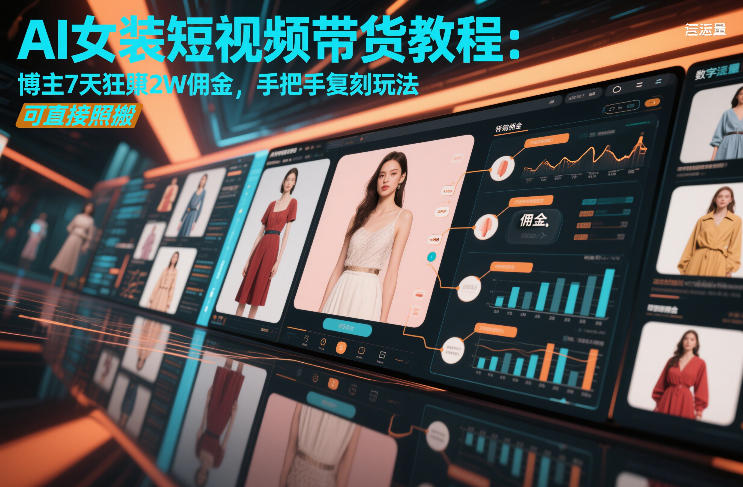 AI女装短视频带货教程：博主7天狂賺2W佣金，手把手复刻玩法，可直接照搬客创社区-专注互联网轻资产资源整合与分享客创社区-专注互联网轻资产资源整合与分享