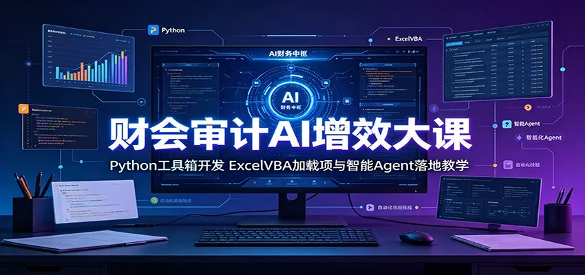 财会审计AI增效大课：Python工具箱开发，ExcelVBA加载项与智能Agent落地教学 《鱼见海科技》-鱼见海资源网-免费PHP网站源码模板,插件软件网创AI智能体资源分享平台！