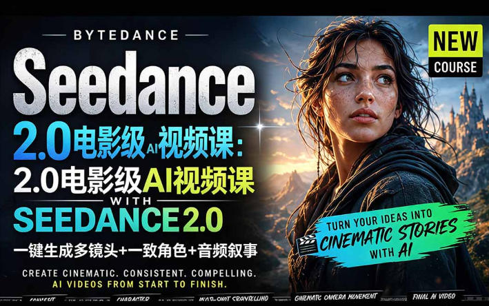 字节跳动的Seedance 2.0 AI电影视频生成制作教程，一键生成多镜头+一致角色+音频叙事-中英字幕 《鱼见海科技》-鱼见海资源网-免费PHP网站源码模板,插件软件网创AI智能体资源分享平台！