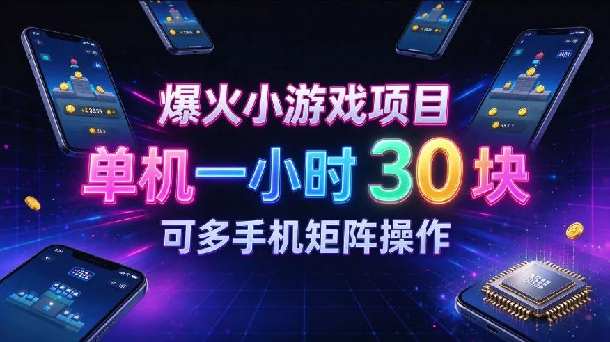 爆火小游戏撸金项目,实测单机一小时30+,可多手机矩阵操作,新手看完一遍就能上手【揭秘】 爆火小游戏撸金项目,实测单机一小时30+,可多手机矩阵操作,新手看完一遍就能上手【揭秘】