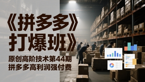 《拼多多打爆班》原创高阶技术第44期，拼多多高利润强付费-客创社 - 专注互联网轻资产创业及网络项目资源整合与分享客创社-免费且强大的项目分享网站！