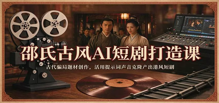 邵氏古风AI短剧打造课：古代骗局题材创作，活用提示词声音克隆产出港风短剧客创社区-专注互联网轻资产资源整合与分享客创社区-专注互联网轻资产资源整合与分享
