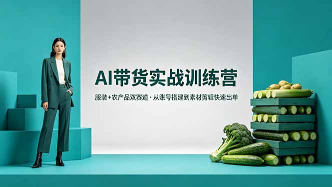 AI带货实战训练营，服装+农产品双赛道，从账号搭建到素材剪辑快速出单客创社区-专注互联网轻资产资源整合与分享客创社区-专注互联网轻资产资源整合与分享