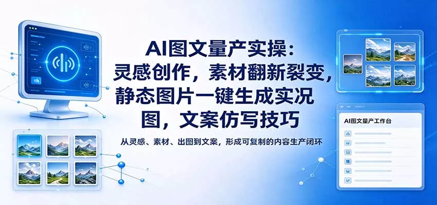 AI图文量产实操:灵感创作,素材翻新裂变,静态图片一键生成实况图,文案仿写技巧客创社区-专注互联网轻资产资源整合与分享客创社区-专注互联网轻资产资源整合与分享