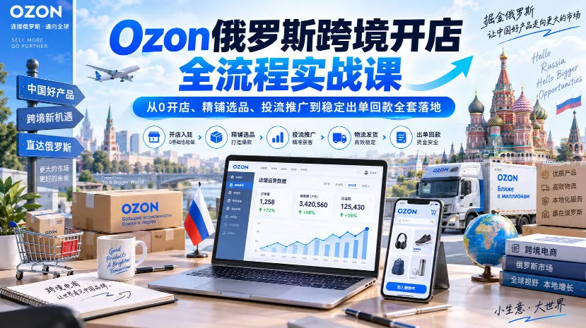 Ozon俄罗斯跨境开店全流程实战课｜从0开店、精铺选品、投流推广到稳定出单回款全套落地客创社区-专注互联网轻资产资源整合与分享客创社区-专注互联网轻资产资源整合与分享