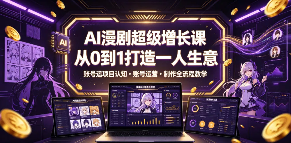 AI漫剧超级增长课，从0到1打造一人生意，项目认知・账号运营・制作全流程教学客创社区-专注互联网轻资产资源整合与分享客创社区-专注互联网轻资产资源整合与分享