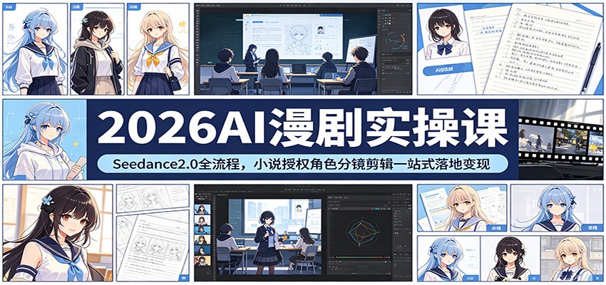 2026AI漫剧实操课：Seedance2.0全流程，小说授权角色分镜剪辑一站式落地变现客创社区-专注互联网轻资产资源整合与分享客创社区-专注互联网轻资产资源整合与分享