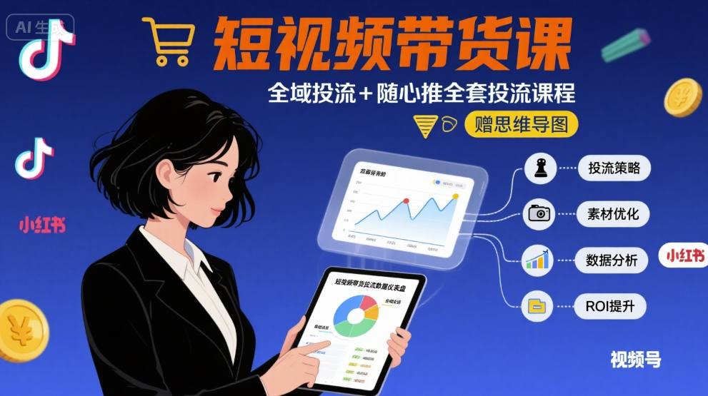 最新短视频带货课，全域投流+随心推全套投流课程+思维导图-客创社 - 专注互联网轻资产创业及网络项目资源整合与分享客创社-免费且强大的项目分享网站！