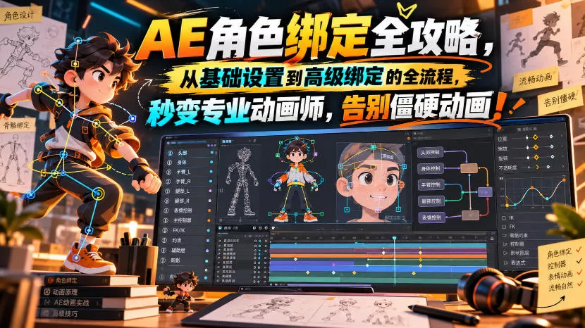【无水印】AE角色绑定全攻略，从基础设置到高级绑定的全流程，秒变专业动画师，告别僵硬动画！【原创双语字幕】客创社区-专注互联网轻资产资源整合与分享客创社区-专注互联网轻资产资源整合与分享