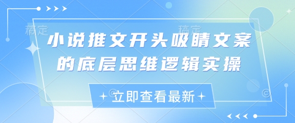 小说推文开头吸睛文案的底层思维逻辑实操客创社 - 专注互联网轻资产创业及网络项目资源整合与分享客创社 - 专注互联网轻资产创业及网络项目资源整合与分享