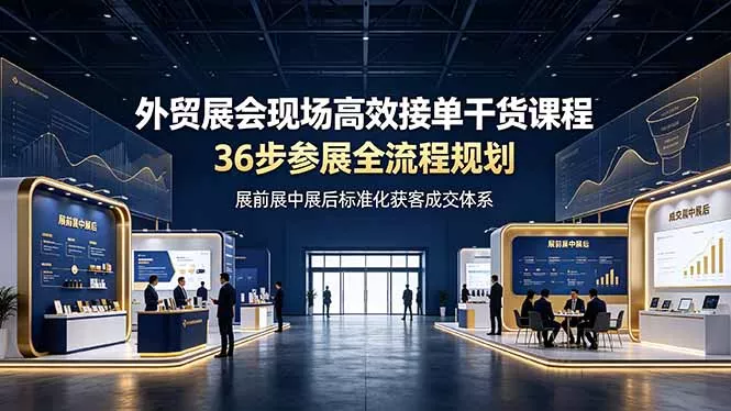 外贸展会现场高效接单干货课程，36步参展全流程规划，展前展中展后标准化获客成交体系客创社区-专注互联网轻资产资源整合与分享客创社区-专注互联网轻资产资源整合与分享
