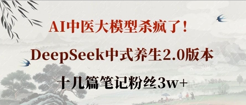 AI中医大模型杀疯了！DeepSeek中式养生2.0版本，十几篇笔记粉丝3w+-客创社 - 专注互联网轻资产创业及网络项目资源整合与分享客创社-免费且强大的项目分享网站！