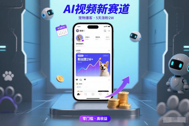 AI视频新赛道，宠物播客仅注册5天涨粉2W，收益非常可观客创社区-专注互联网轻资产资源整合与分享客创社区-专注互联网轻资产资源整合与分享