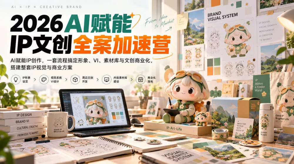 2026AI赋能ip文创全案加速营，AI赋能IP创作，一套流程搞定形象、VI、素材库与文创商业化，搭建整套IP视觉与商业方案客创社区-专注互联网轻资产资源整合与分享客创社区-专注互联网轻资产资源整合与分享