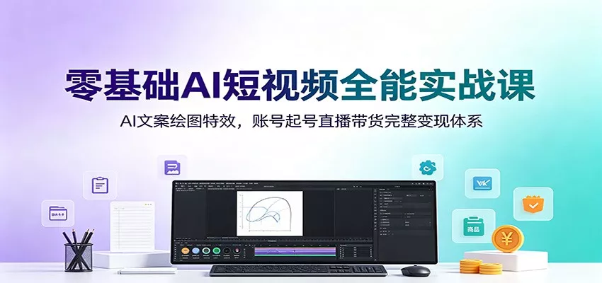 零基础AI短视频全能实战课：AI文案绘图特效，账号起号直播带货完整变现体系 《鱼见海科技》-鱼见海资源网-免费PHP网站源码模板,插件软件网创AI智能体资源分享平台！