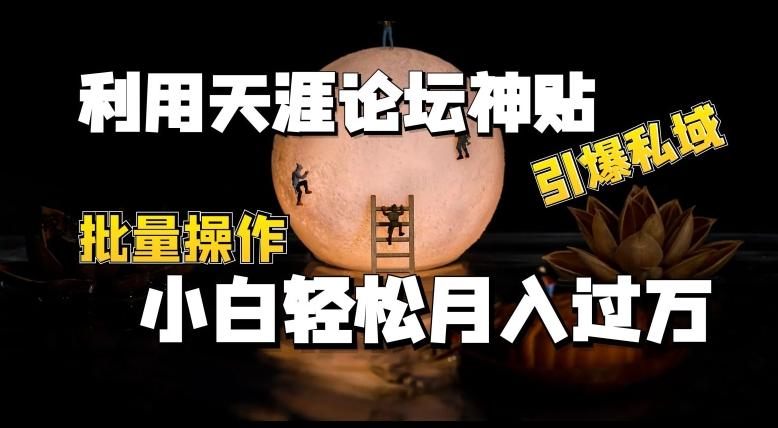 利用天涯论坛神贴，引爆私域，批量操作，小白轻松月入过w【揭秘】客创社 - 专注互联网轻资产创业及网络项目资源整合与分享客创社 - 专注互联网轻资产创业及网络项目资源整合与分享