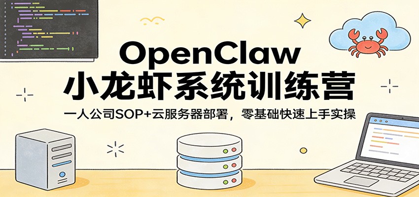 OpenClaw小龙虾系统训练营：一人公司SOP，云服务器部署，零基础快速上手实操客创社区-专注互联网轻资产资源整合与分享客创社区-专注互联网轻资产资源整合与分享