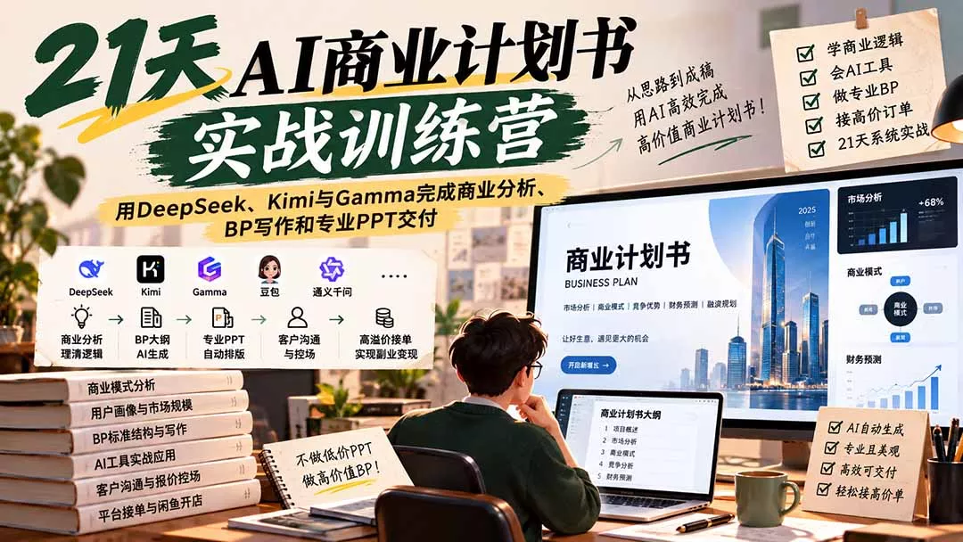 【无水印】21天AI商业计划书实战训练营：用DeepSeek、K