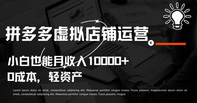 拼多多虚拟店铺运营小白也能月收入10000+【揭秘】客创社 - 专注互联网轻资产创业及网络项目资源整合与分享客创社 - 专注互联网轻资产创业及网络项目资源整合与分享