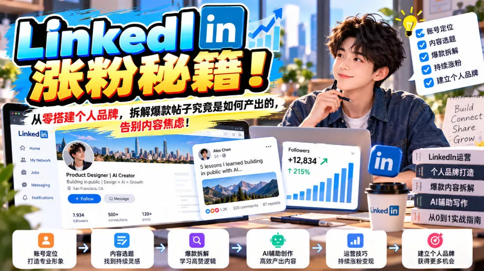 LinkedIn涨粉秘籍！从零搭建个人品牌，拆解爆款帖子究竟是如何产出的，告别内容焦虑！【原创双语字幕】 《鱼见海科技》-鱼见海资源网-免费PHP网站源码模板,插件软件网创AI智能体资源分享平台！