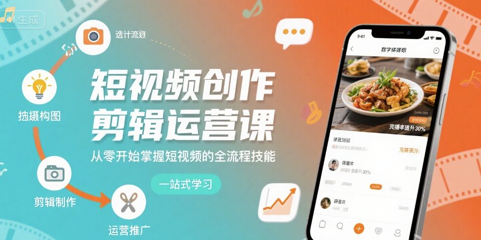 短视频创作剪辑运营课，从零开始掌握短视频的全流程技能-客创社 - 专注互联网轻资产创业及网络项目资源整合与分享客创社-免费且强大的项目分享网站！