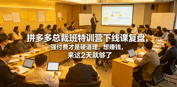 拼多多总裁班特训营下线课复盘，强付费才是硬道理，想賺钱，来这2天就够了 《鱼见海科技》-鱼见海资源网-免费PHP网站源码模板,插件软件网创AI智能体资源分享平台！