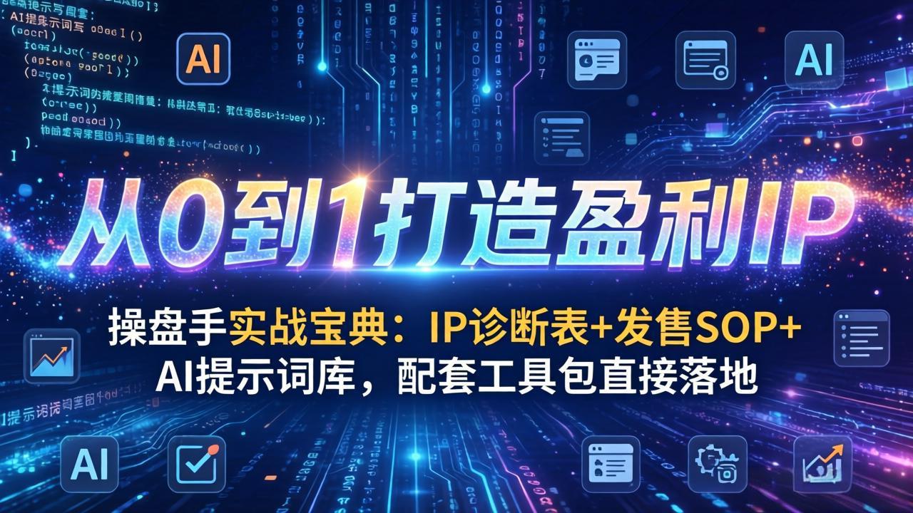 操盘手实战宝典：IP诊断表+发售SOP+AI提示词库，配套工具包直接落地，从0到1打造盈利IP-鱼见海资源网-免费PHP网站源码模板,插件软件网创AI智能体资源分享平台！