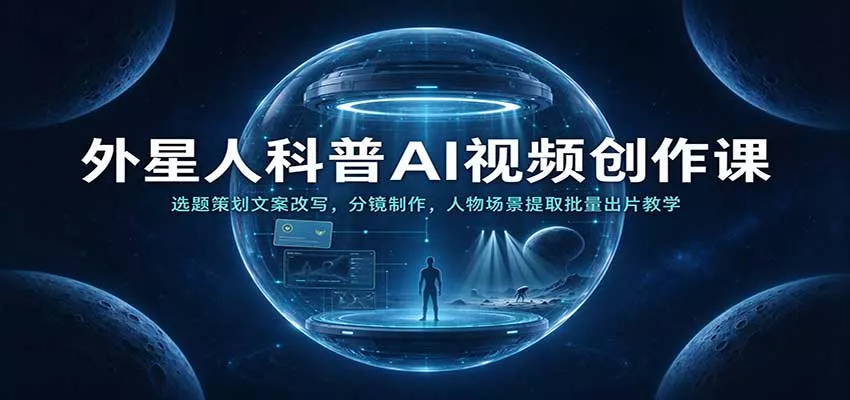 外星人科普AI视频创作课：选题策划文案改写，分镜制作，人物场景提取批量出片教学客创社区-专注互联网轻资产资源整合与分享客创社区-专注互联网轻资产资源整合与分享