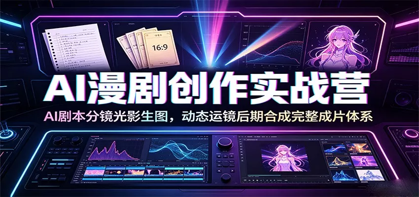 AI漫剧创作实战营：AI剧本分镜光影生图，动态运镜后期合成完整成片体系客创社区-专注互联网轻资产资源整合与分享客创社区-专注互联网轻资产资源整合与分享