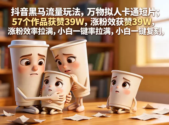 抖音黑马流量玩法，万物拟人卡通短片，57个作品获赞39W，涨粉效率拉满，小白一键复刻，保姆级拆解-鱼见海资源网-免费PHP网站源码模板,插件软件网创AI智能体资源分享平台！