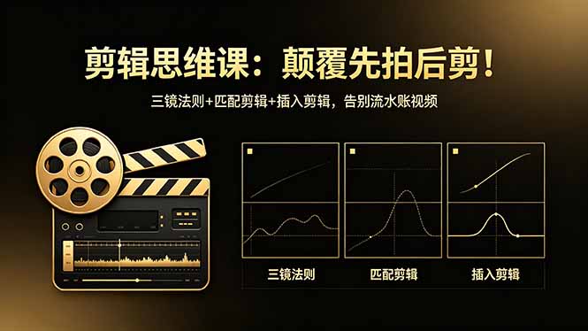 剪辑思维课：颠覆先拍后剪！三镜法则+匹配剪辑+插入剪辑，告别流水账视频-鱼见海资源网-免费PHP网站源码模板,插件软件网创AI智能体资源分享平台！