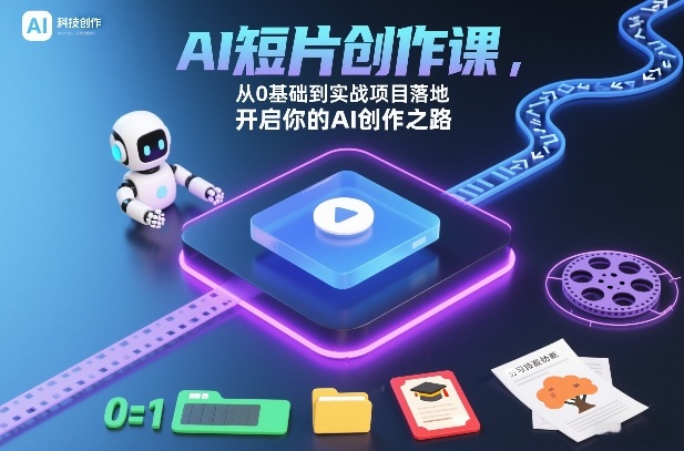 AI短片创作课，从0基础到实战项目落地，开启你的AI创作之路(更新0411) 《鱼见海科技》-鱼见海资源网-免费PHP网站源码模板,插件软件网创AI智能体资源分享平台！