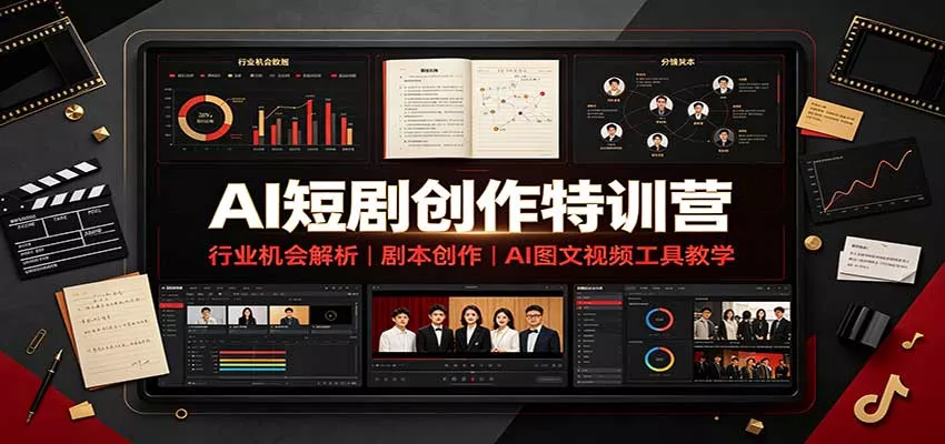 AI短剧创作特训营：行业机会解析，剧本创作，AI图文视频工具教学(文字版)主用 -、辅助 +中赚AI网