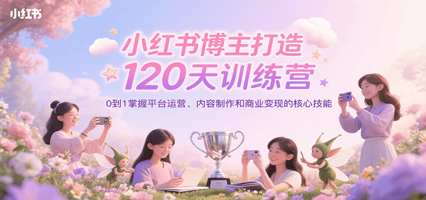 小红书博主打造120天训练营，0到1掌握平台运营、内容制作和商业变现-客创社 - 专注互联网轻资产创业及网络项目资源整合与分享客创社-免费且强大的项目分享网站！