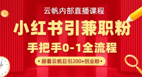 云帆内部直播课，小红书引流兼职粉教程，日引500+月变现过W-客创社 - 专注互联网轻资产创业及网络项目资源整合与分享客创社-免费且强大的项目分享网站！