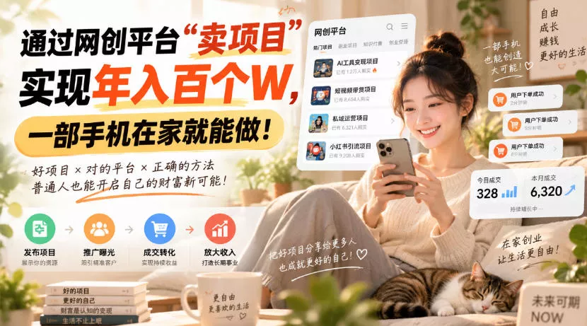 靠卖网创项目变现,一年拿下百万收益!一台手机就能操作!星享资源网星享资源网